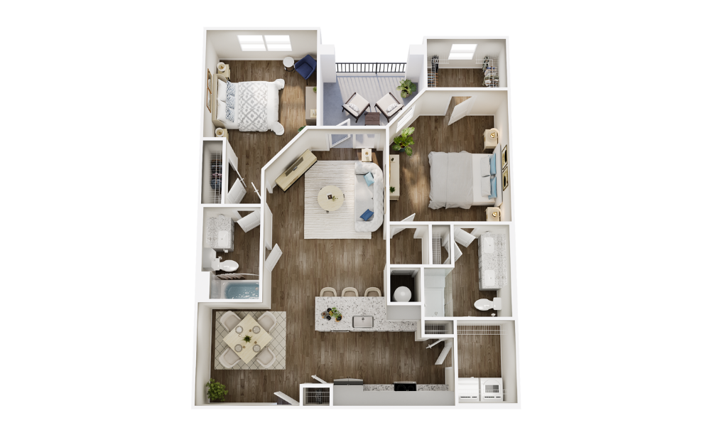 B2F - 2 bedroom floorplan layout with 2 bathrooms and 1204 square feet B2F - 2 bedroom floorplan layout with 2 bathrooms and 1204 square feet