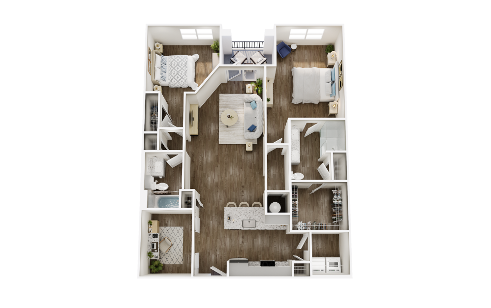 B2I - 2 bedroom floorplan layout with 2 bathrooms and 1293 square feet B2I - 2 bedroom floorplan layout with 2 bathrooms and 1293 square feet